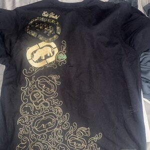 Ecko Unlimited Black Tee with Gold and Green Accents